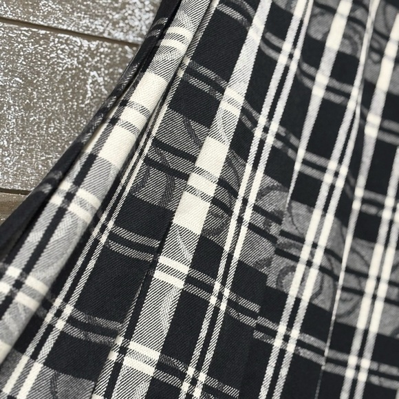 Pendleton Black and White vintage pleated plaid 100% new wool long skirt sz 12 - Picture 4 of 9